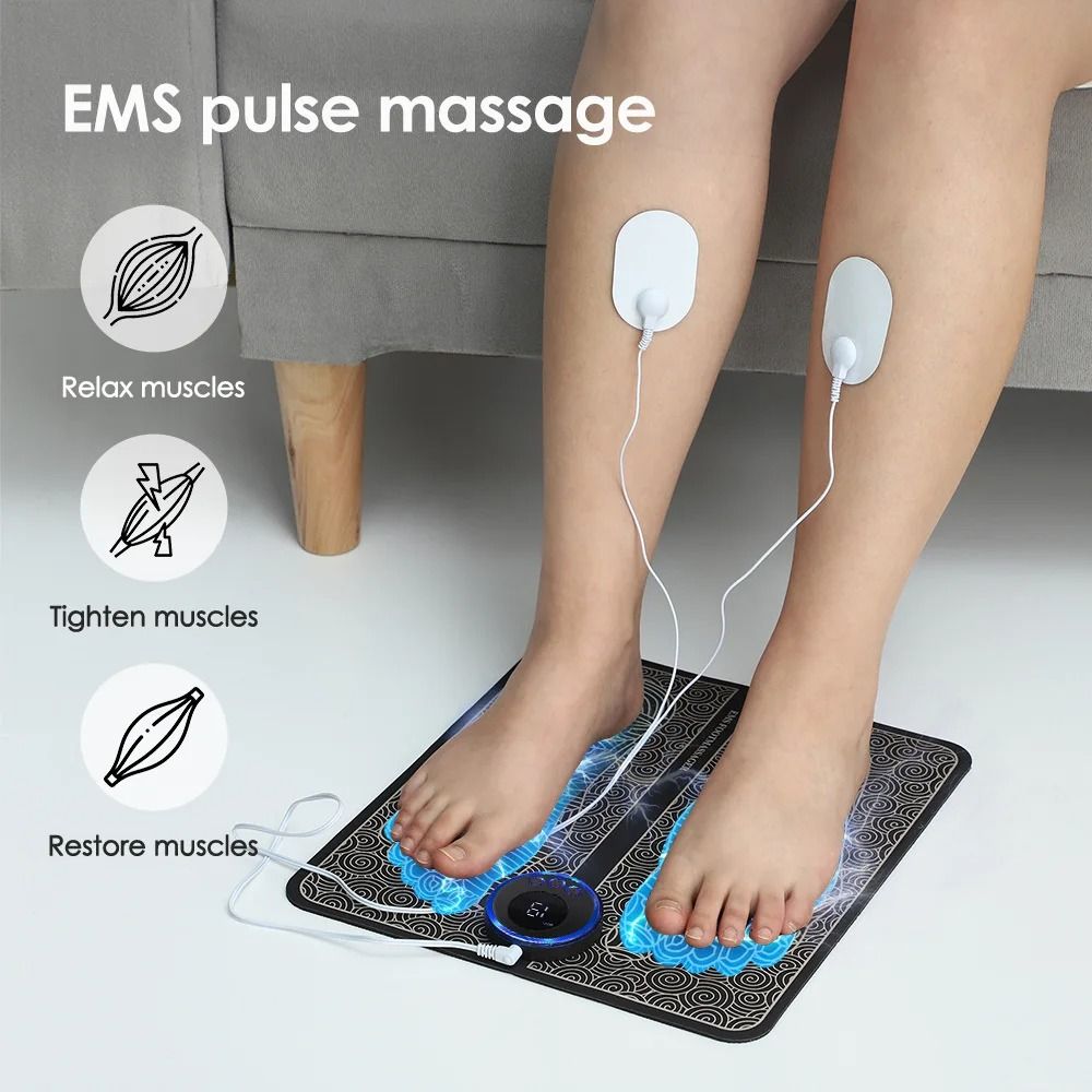 EMS Foot Massager Pad with Electric Muscle Stimulation and Acupoint Therapy