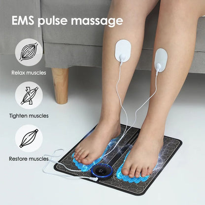 EMS Foot Massager Pad with Electric Muscle Stimulation and Acupoint Therapy