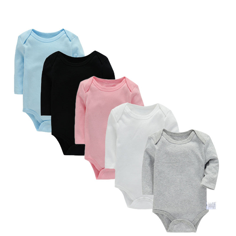 Solid Cotton Bodysuit For Newborns Four Season Long Sleeve Infant Baby Girls Boys Jumpsuit Romper Soft Breathable Fit