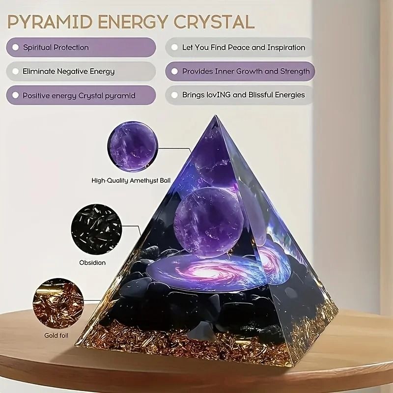 Amethyst Crystal Ball Pyramid Home Decor Raw Stone For Stress Relief 3