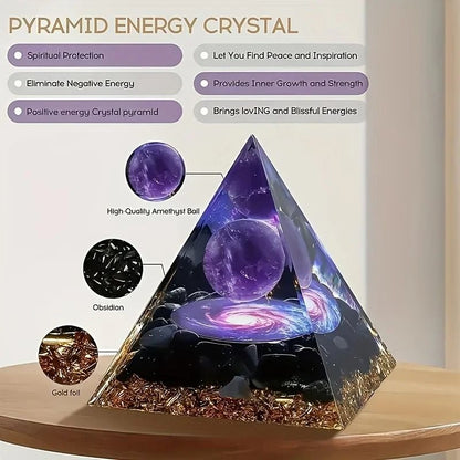 Amethyst Crystal Ball Pyramid Home Decor Raw Stone For Stress Relief 3