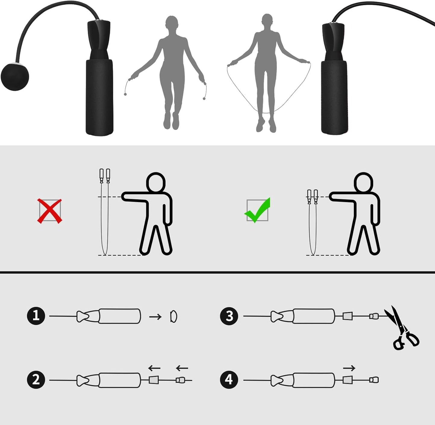 Fitness Jump Rope With Big Ball, Heavy Cordless Skipping Rope for Fat Burning, Suitable for Household Indoor Sports