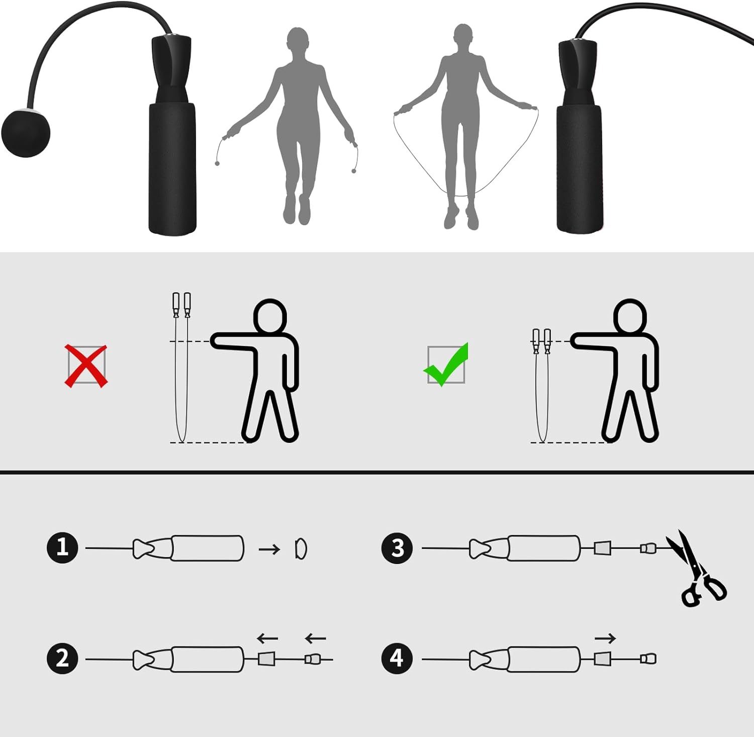 Fitness Jump Rope With Big Ball, Heavy Cordless Skipping Rope for Fat Burning, Suitable for Household Indoor Sports