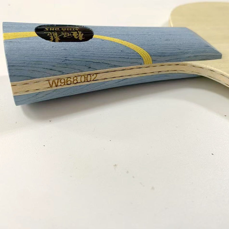 DIY W968 Hurricane Long V Table Tennis Bat, Offense Ping Pong Paddle with Yellow, Black ZL Carbon Blade for Pro Sports