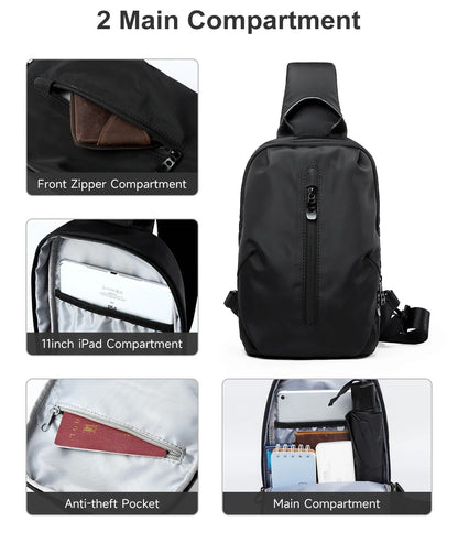 MOYYI Simple Waterproof Nylon Sling Bag Lightweight Crossbody Travel Chest Bag 1