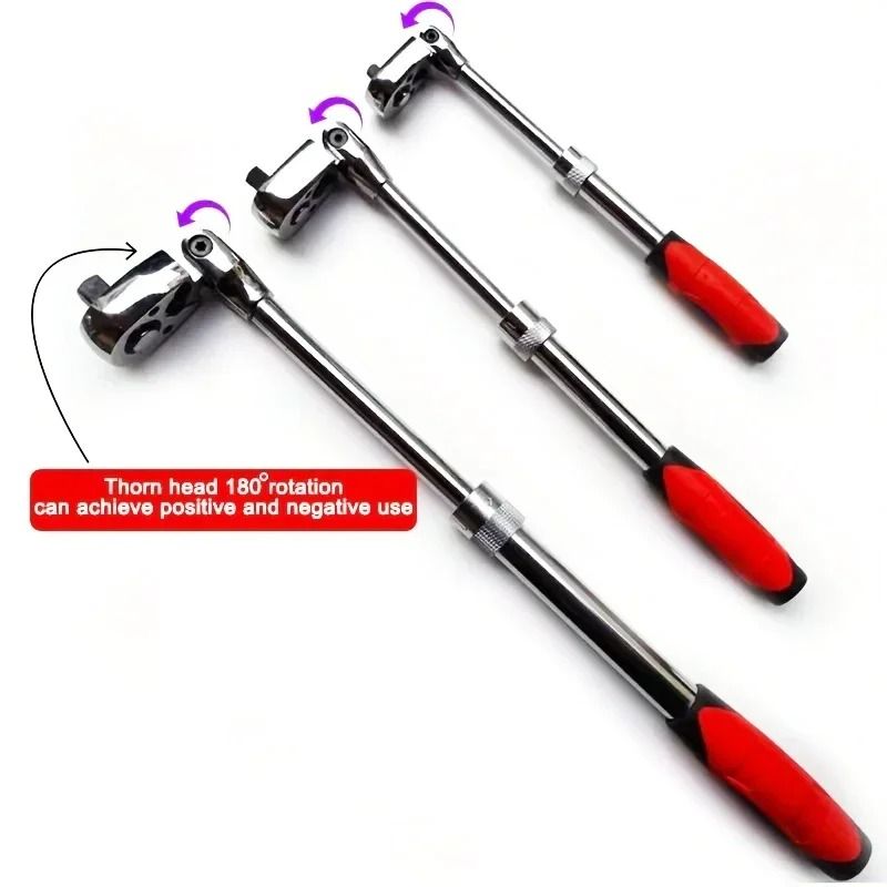 72 Tooth Carbon Steel Retractable Ratchet Wrench with Quick Release