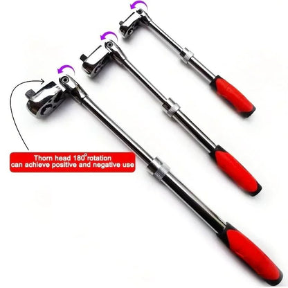 72 Tooth Carbon Steel Retractable Ratchet Wrench With Quick Release 1