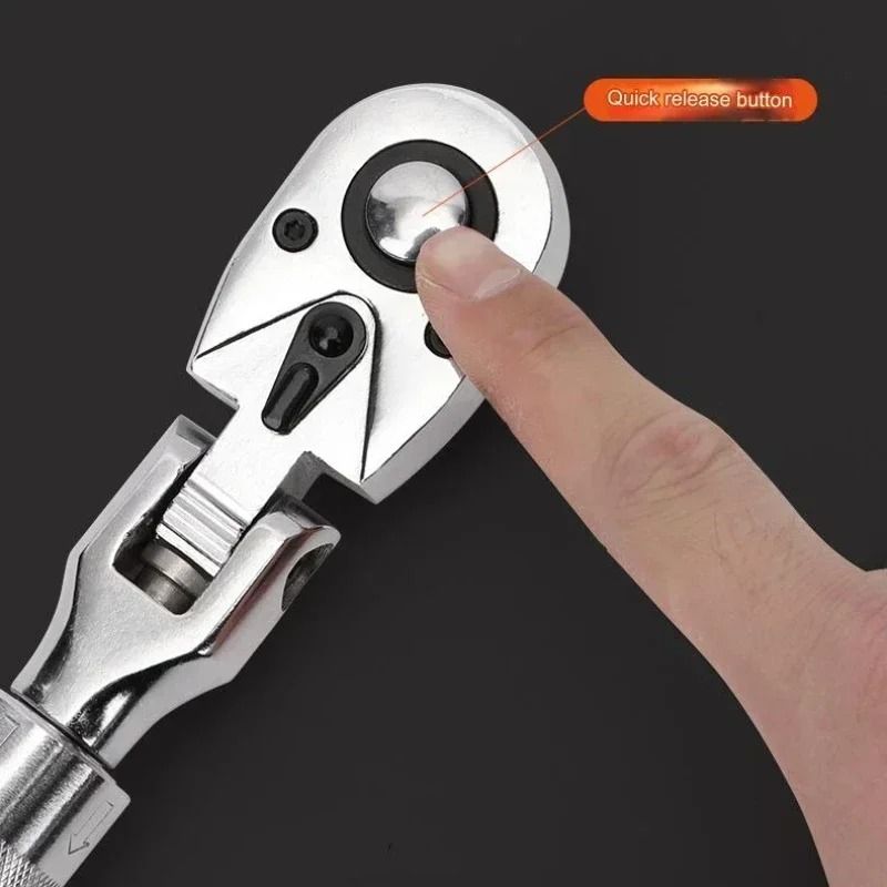72 Tooth Carbon Steel Retractable Ratchet Wrench With Quick Release 2