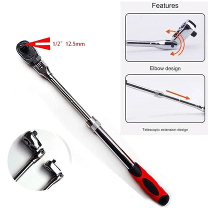 72 Tooth Carbon Steel Retractable Ratchet Wrench With Quick Release 8