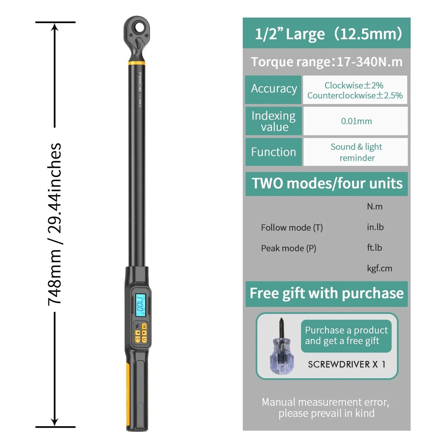 Digital Torque Wrench 15 To 340Nm With LED And Buzzer Alert 10