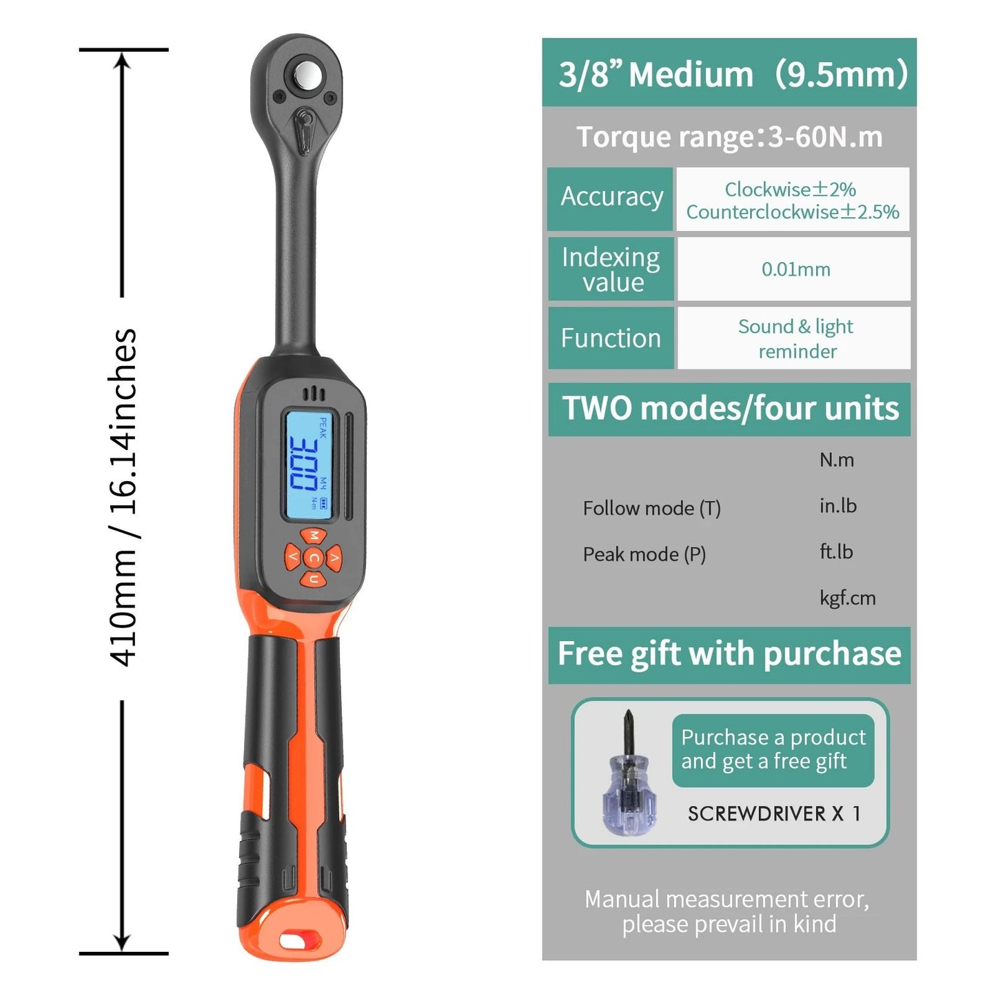 Digital Torque Wrench 15 To 340Nm With LED And Buzzer Alert 12