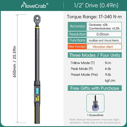 Digital Torque Wrench 15 To 340Nm With LED And Buzzer Alert 16