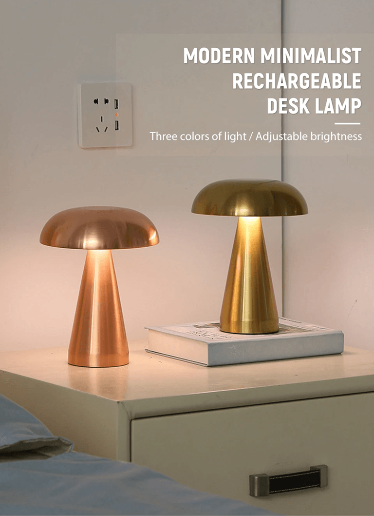 Retro Rechargeable Mushroom LED Table Lamp Warm Touch Sensor Nightlight