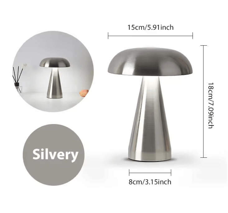 Retro Rechargeable Mushroom LED Table Lamp Warm Touch Sensor Nightlight 5