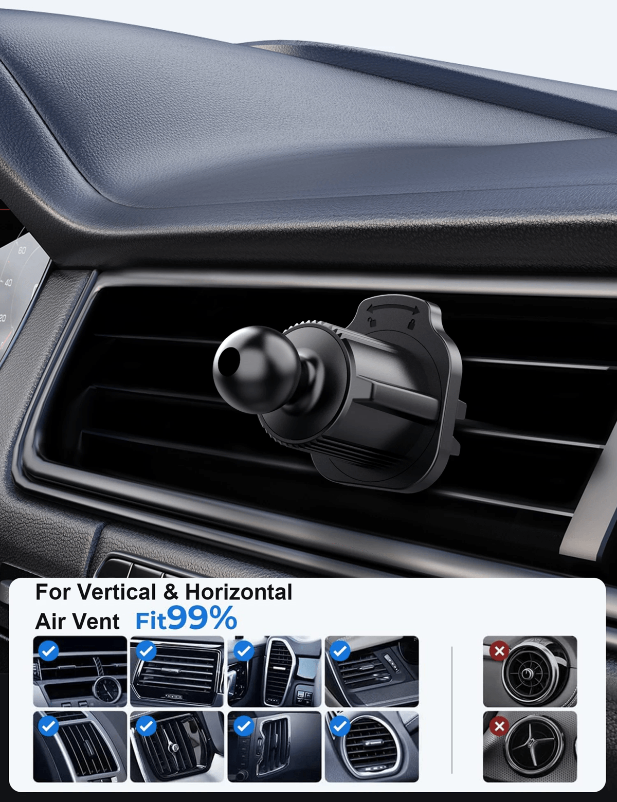 Universal 360 Degree Magnetic Car Vent Phone Holder Powerful 6Magnet Secure Mount 2