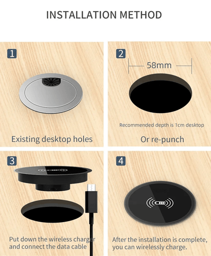 Embedded Fast Wireless Desk Charger Compact Inductive Charging Pad 4