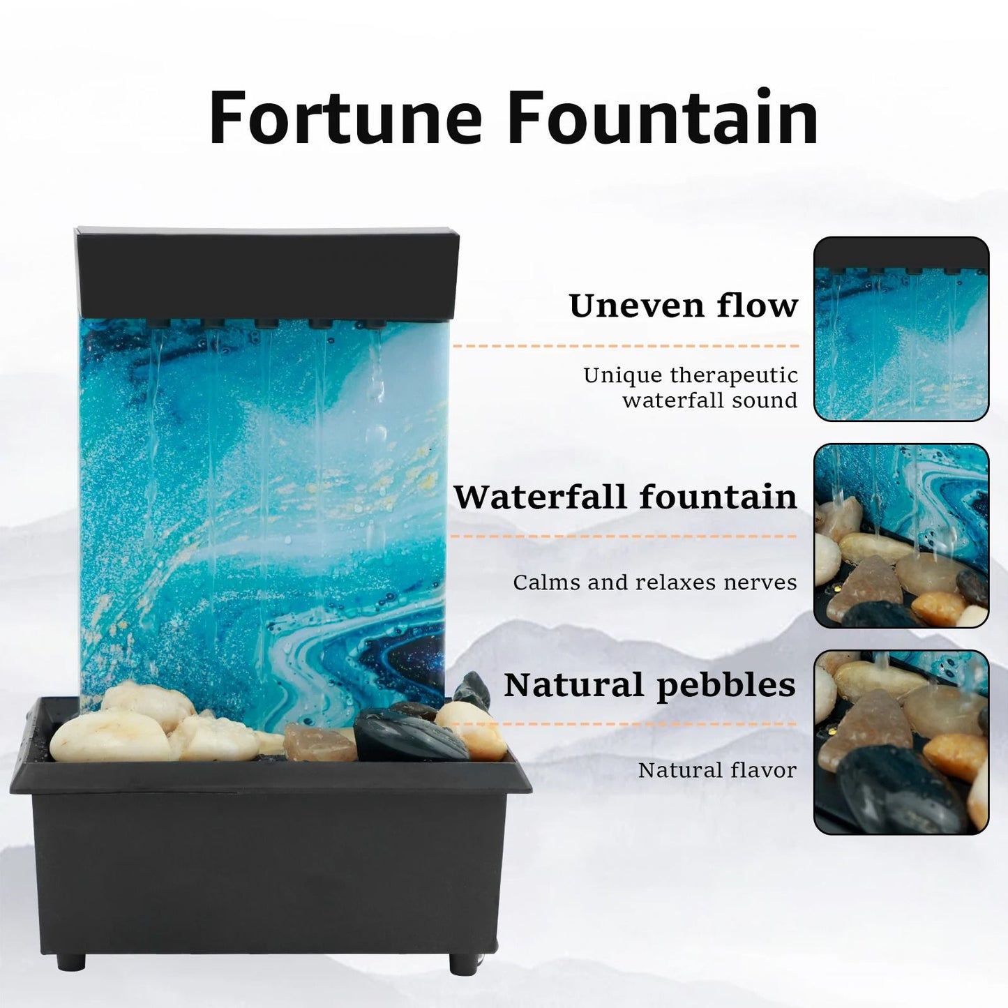 Mini Indoor Tabletop Fountain With LED Light For Home And Office Decor 1