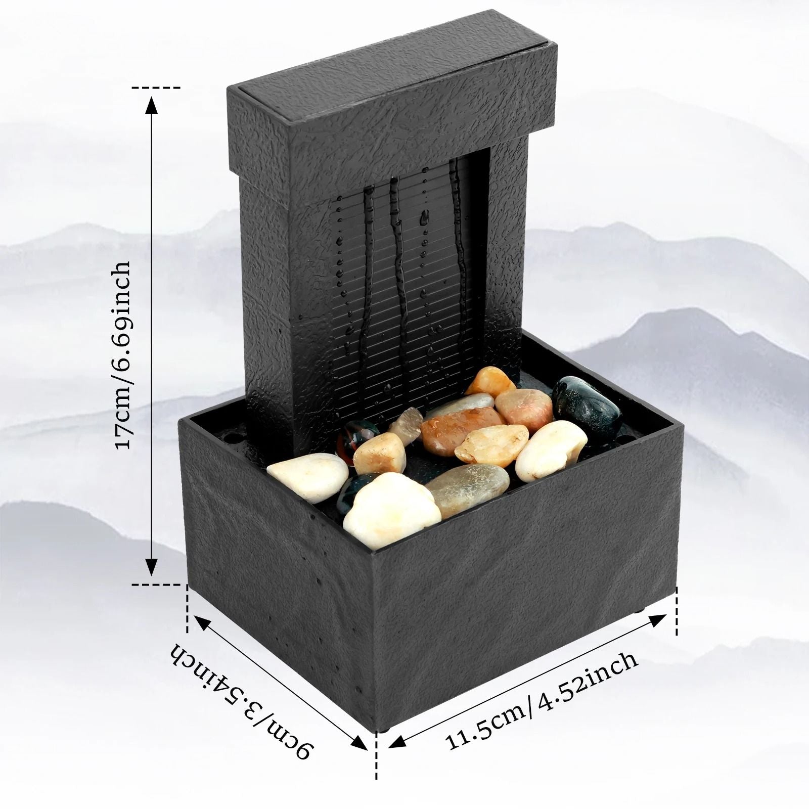 Mini Indoor Tabletop Fountain With LED Light For Home And Office Decor 4