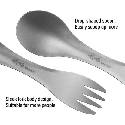 Titanium Spork Set Ultralight 2 In 1 Spoon Fork Camping Flatware 2 Pack 1