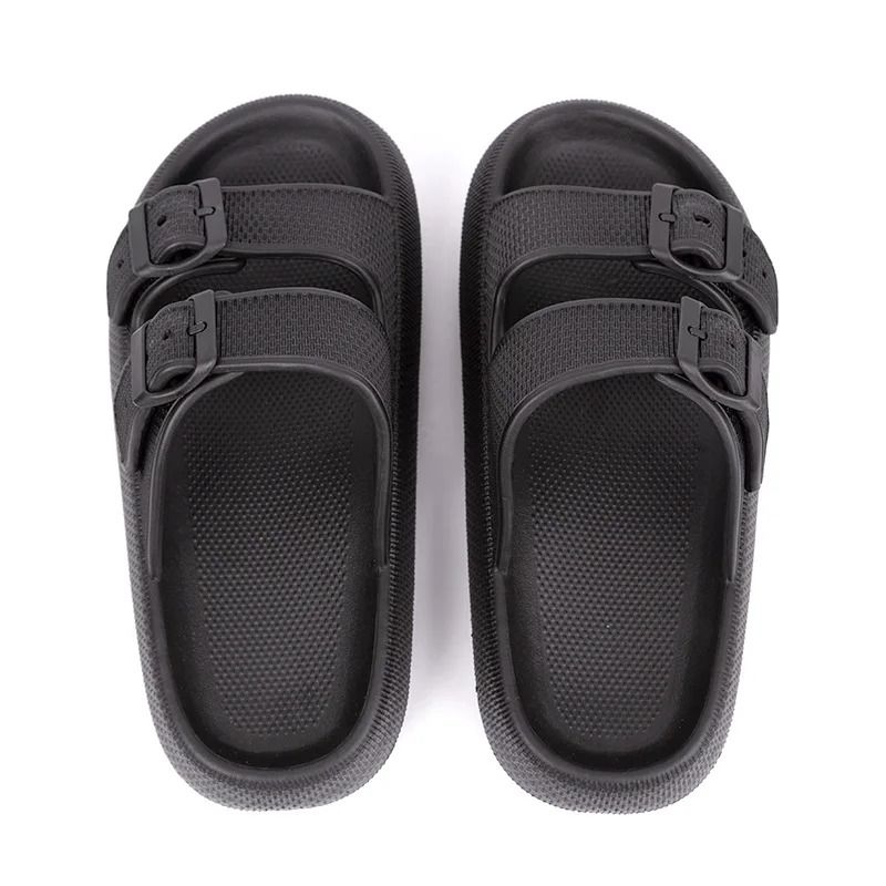 Double Buckle Adjustable Slides Unisex EVA Pillow Slippers 1