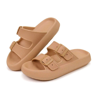 Double Buckle Adjustable Slides Unisex EVA Pillow Slippers 3