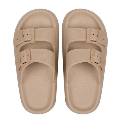 Double Buckle Adjustable Slides Unisex EVA Pillow Slippers 4