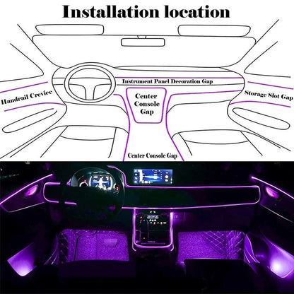 Flexible EL Wire Car Interior RGB LED Strip Lights With App Control 1