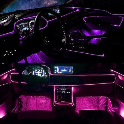 Flexible EL Wire Car Interior RGB LED Strip Lights With App Control 2