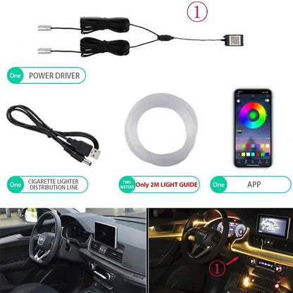 Flexible EL Wire Car Interior RGB LED Strip Lights With App Control 11