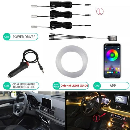 Flexible EL Wire Car Interior RGB LED Strip Lights With App Control 7