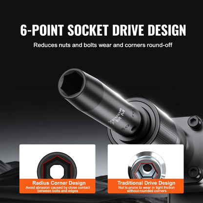 Impact Socket Set 12 Inch Drive 6 Point CrV Alloy Steel With Easy Read Markings 3