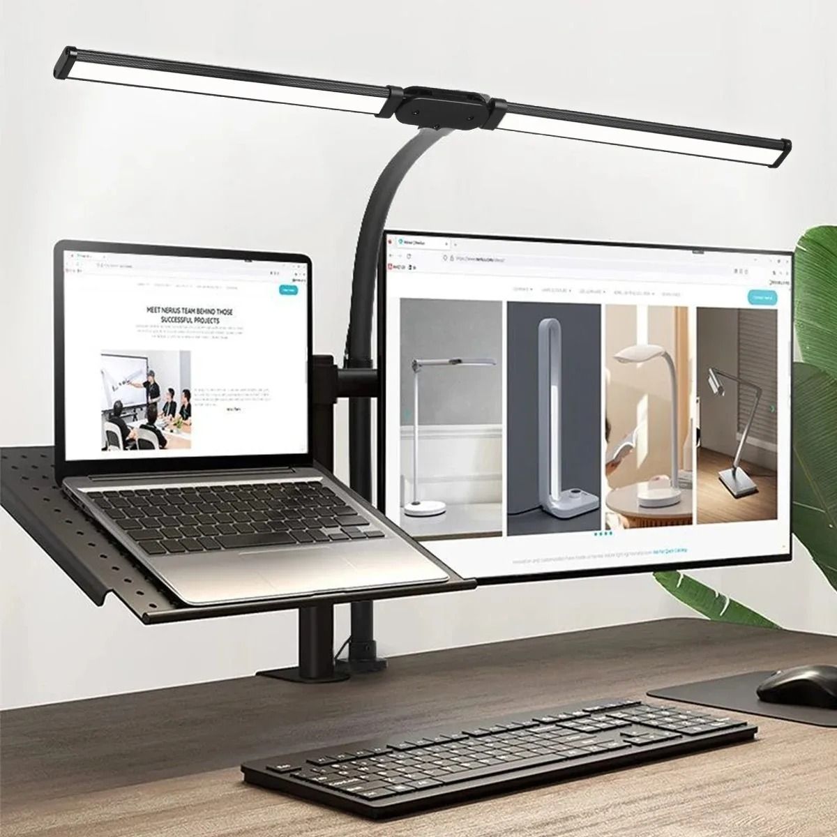 LED Clip Desk Lamp Dimmable Single And Double Head Table Light For Office And Reading 1