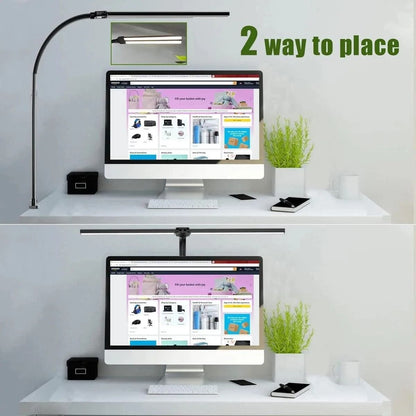 LED Clip Desk Lamp Dimmable Single And Double Head Table Light For Office And Reading 3