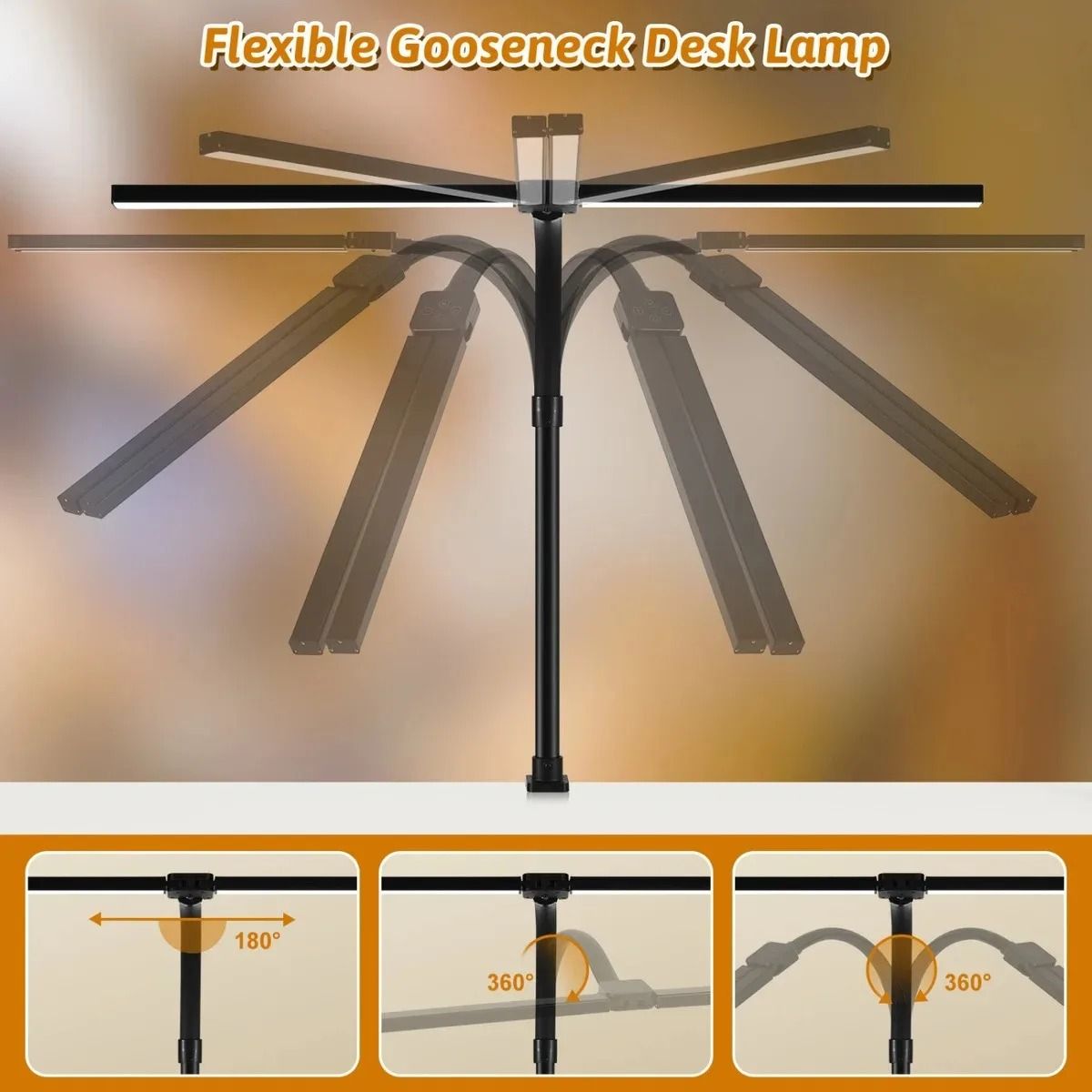 LED Clip Desk Lamp Dimmable Single And Double Head Table Light For Office And Reading 5