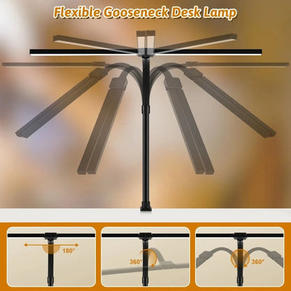 LED Clip Desk Lamp Dimmable Single And Double Head Table Light For Office And Reading 5
