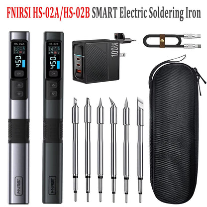 FNIRSI HS-02 Smart Electric Soldering Iron – Portable 100W Adjustable Temperature Welding & Rework Station