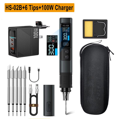 FNIRSI HS02 Smart Electric Soldering Iron  Portable 100W Adjustable Temperature Welding  Rework Sta 11