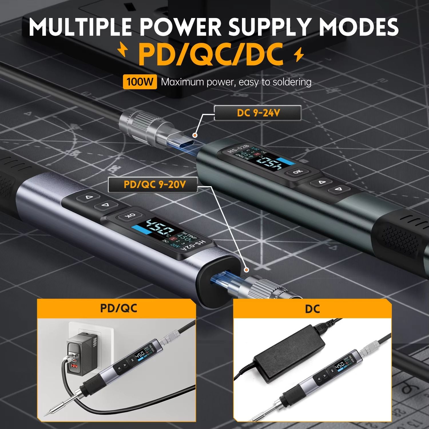 FNIRSI HS02 Smart Electric Soldering Iron  Portable 100W Adjustable Temperature Welding  Rework Sta 1