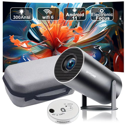 DITONG HY300 Plus Portable Projector – HD 720P Android Mini LED Home Theater with 4K Support