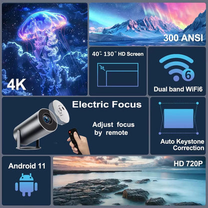 DITONG HY300 Plus Portable Projector  HD 720P Android Mini LED Home Theater With 4K Support 4