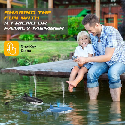 Remote Control Shark Whale Spray Water Toy For Kids 3