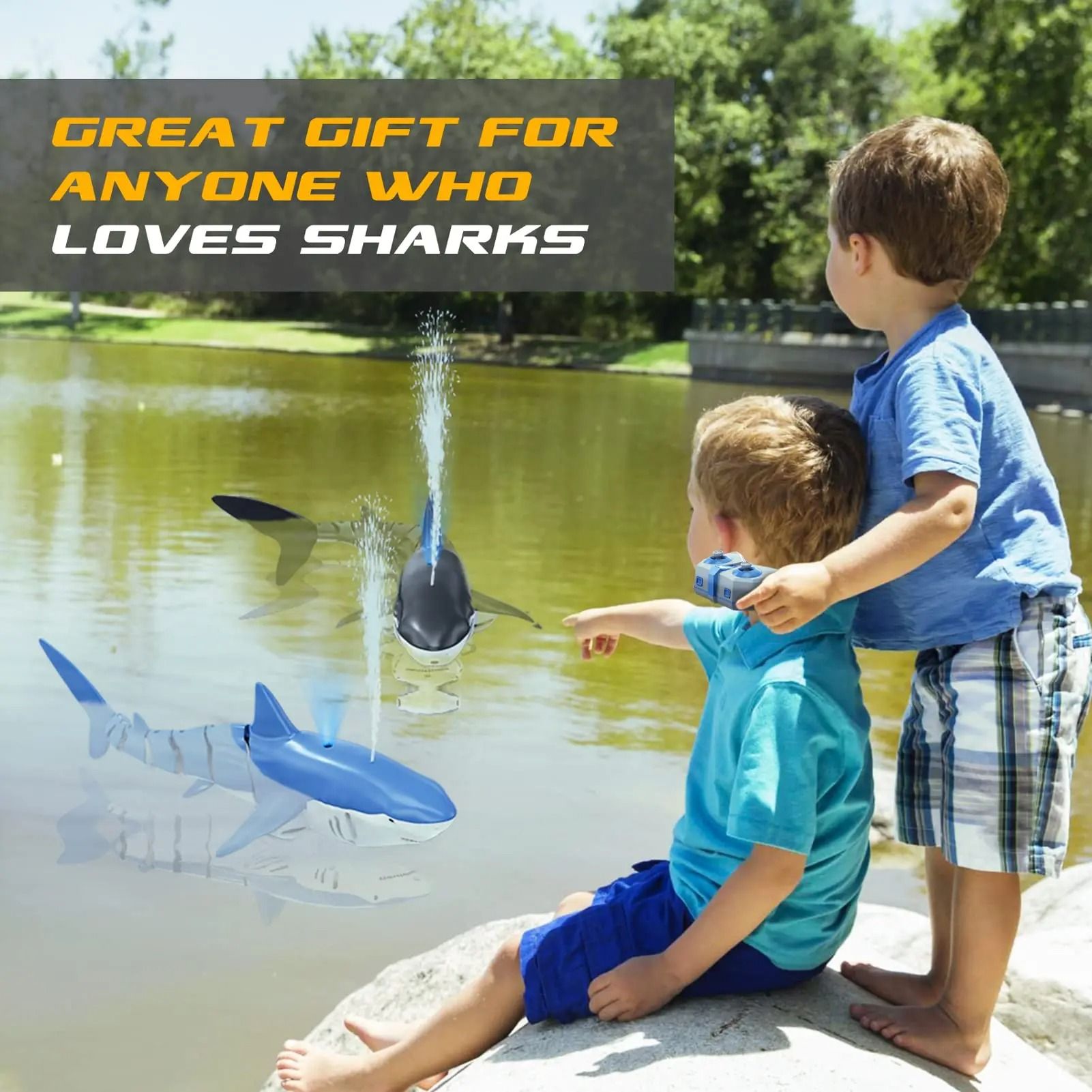 Remote Control Shark Whale Spray Water Toy For Kids 4