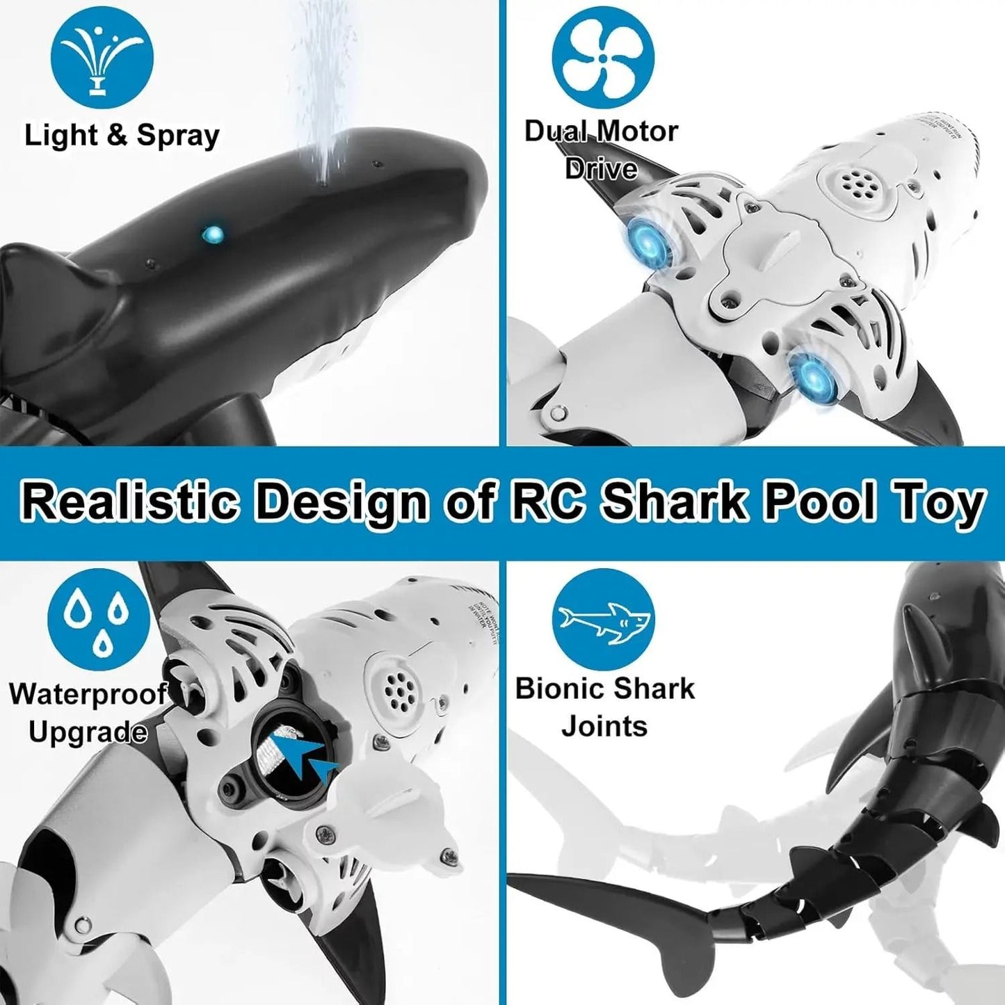 Remote Control Shark Whale Spray Water Toy For Kids 6