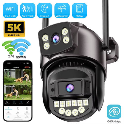 O-KAM 10MP 5K Dual Lens PTZ IP Camera – Wireless Outdoor Surveillance with AI Human Detection & Auto Tracking