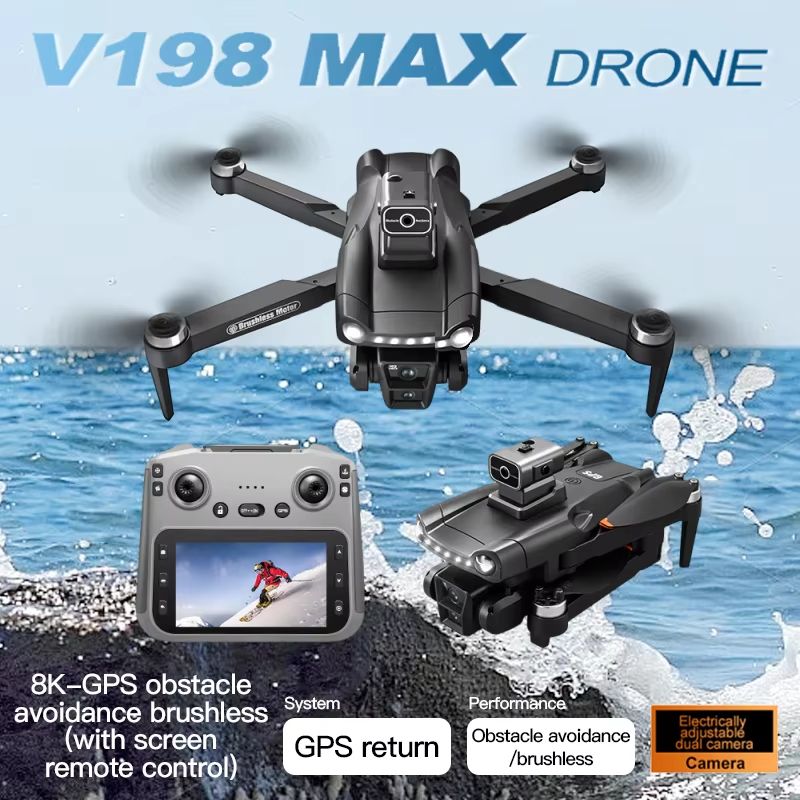 Xiaomi V198 GPS MAX Drone – 8K HD Camera, 5G WiFi, Brushless Motors & Laser Obstacle Avoidance Folding Quadcopter