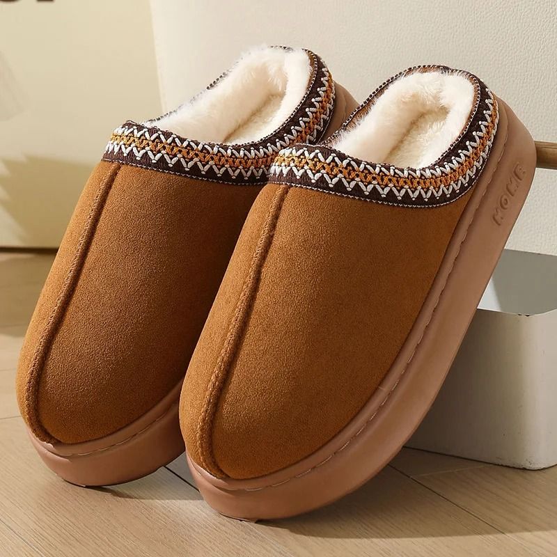 Womens Warm Fluffy Slippers Soft Bottom Non Slip Plush Indoor Shoes