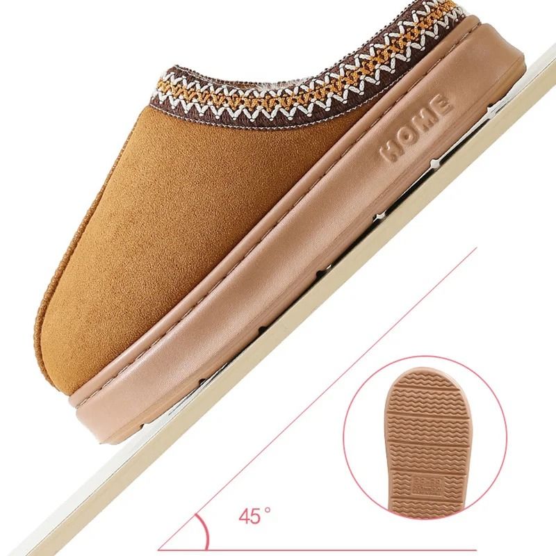 Womens Warm Fluffy Slippers Soft Bottom Non Slip Plush Indoor Shoes 1