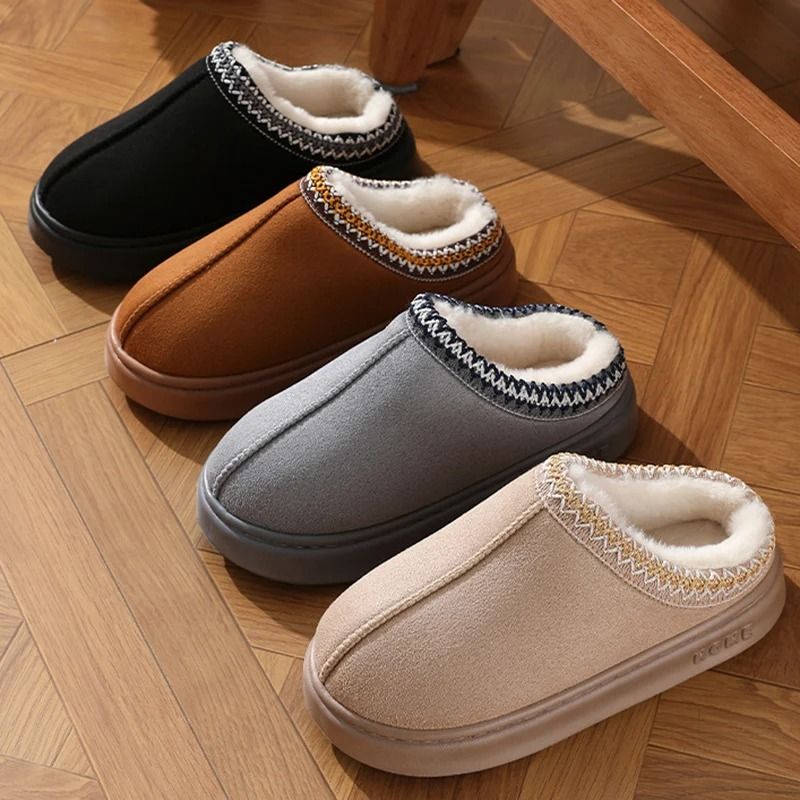 Womens Warm Fluffy Slippers Soft Bottom Non Slip Plush Indoor Shoes 4