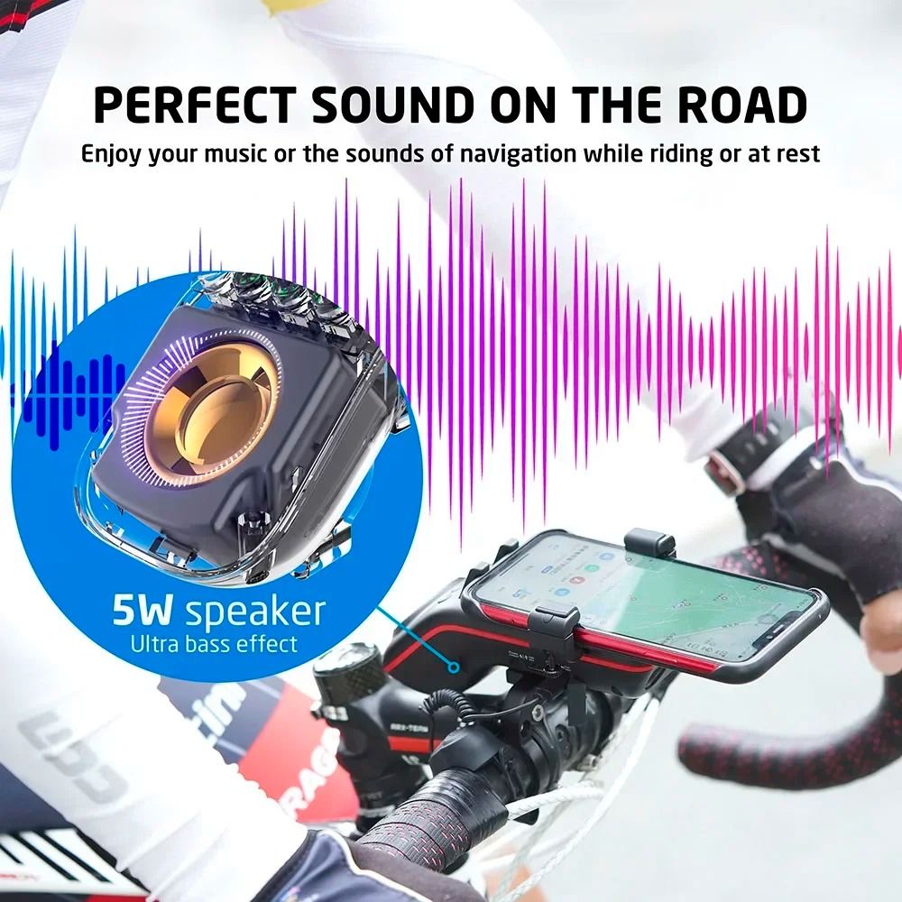 10 In 1 Bike Light With Phone Holder Bluetooth Speaker Rechargeable Battery And Cycling Bell 3