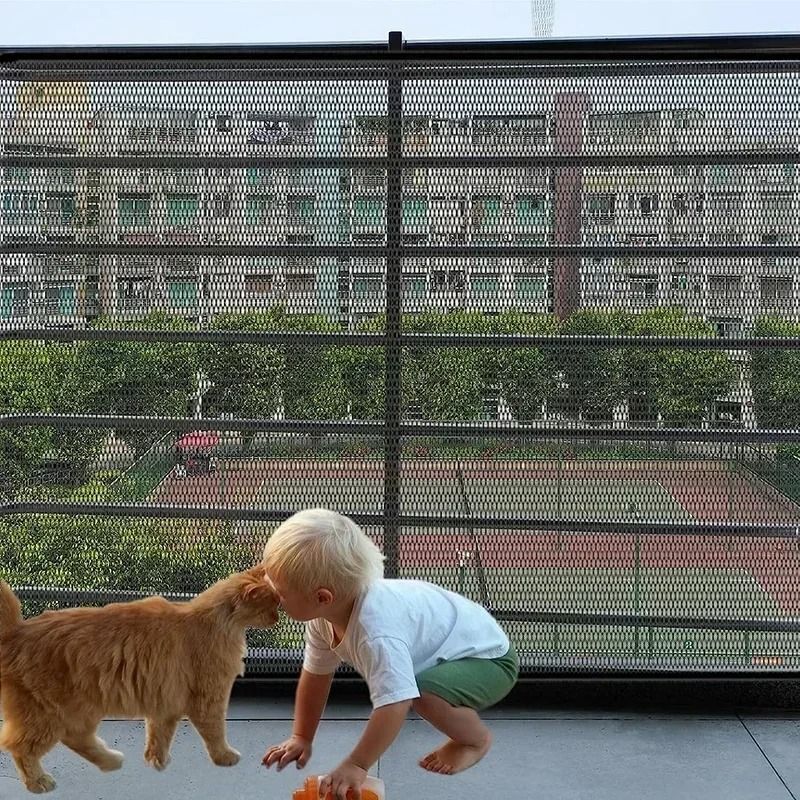 No Drill Mesh Safety Gate Foldable Pet Barrier Indoor Hook Lock Fence 5